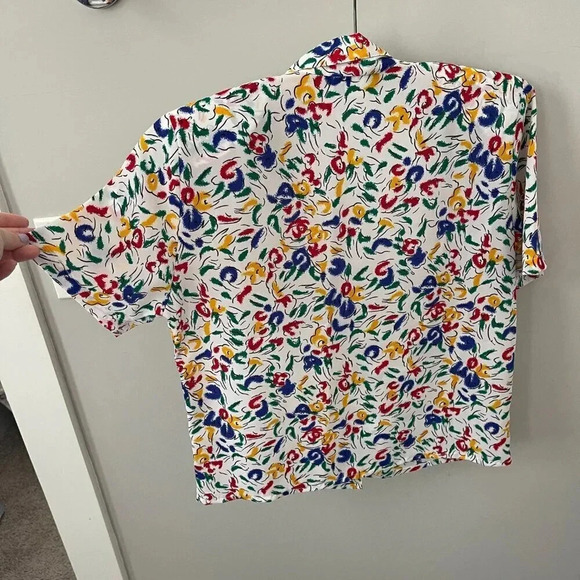 Vintage: Petite Impressions 90s Colorful White Floral Button Up - Size 4 - Picture 11 of 16